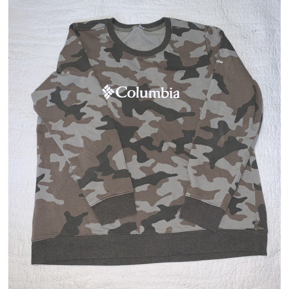 Columbia camouflage sweatshirt in brown tones, men's size large Cotton